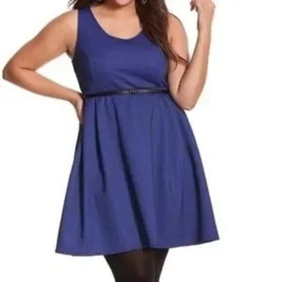 Lane Bryant Cobalt Blue & Black Fit and Flare Skater Dress – Size 26 Plus - Picture 5 of 8